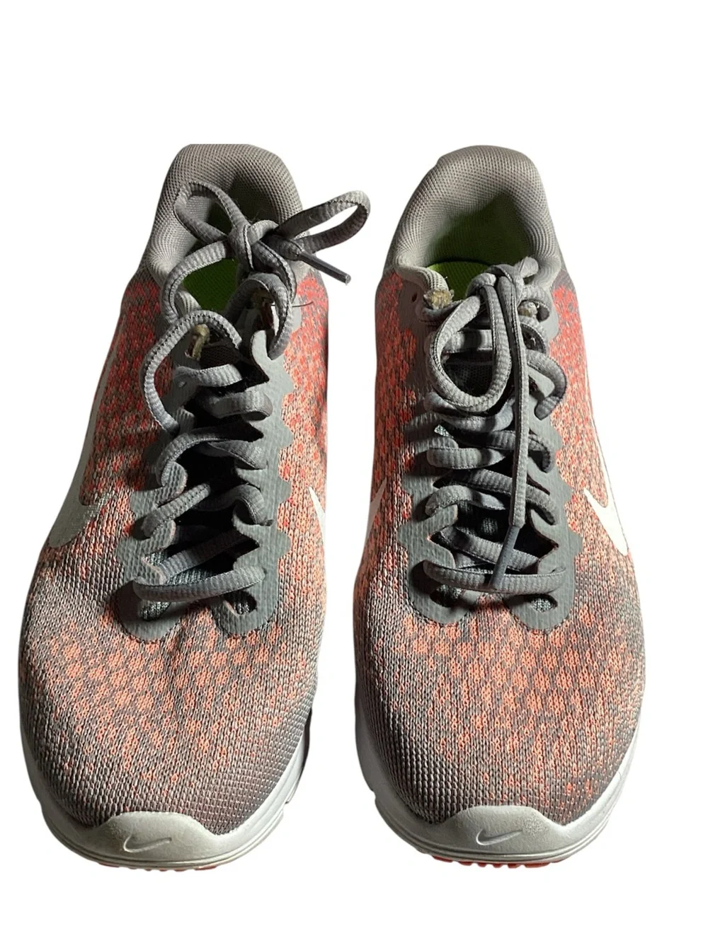 Nike Gray and Coral Knit Air Max Trainers